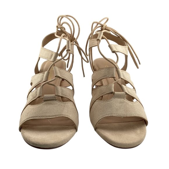 City Chic Womens Heel Strap Lacey Size 11-11.5 42 NWB Nude Beige Strappy Sandals - Picture 4 of 10